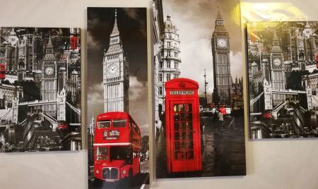 Londoni falikép Big Ben, piros fülke