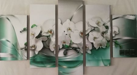 Virágos ötrészes falikép orchidea