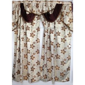  Luxus virágmintás készfüggöny bordó-arany díszítéssel 300x250 cm